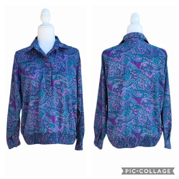 Alfred Dunner Multicolored Paisley Collared Blouse - Picture 1 of 10